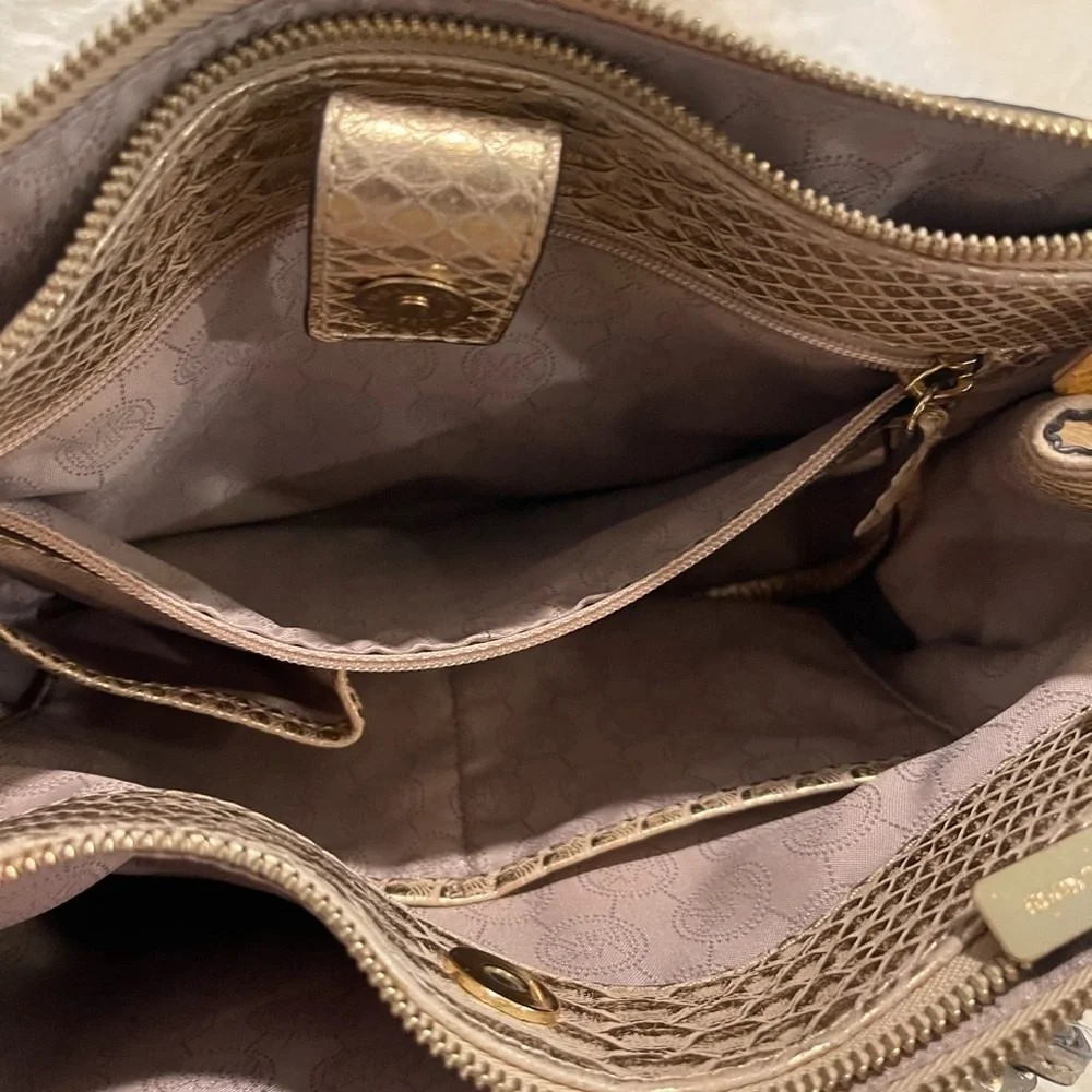 Michael Kors Gold Satchel with Signature Charm